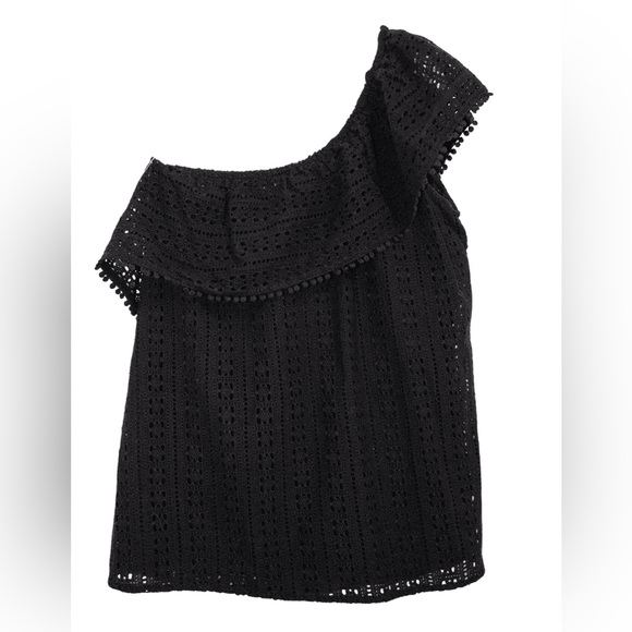 Sezane Black Asymmetrical Ruffled one shoulder blouse - Picture 1 of 2